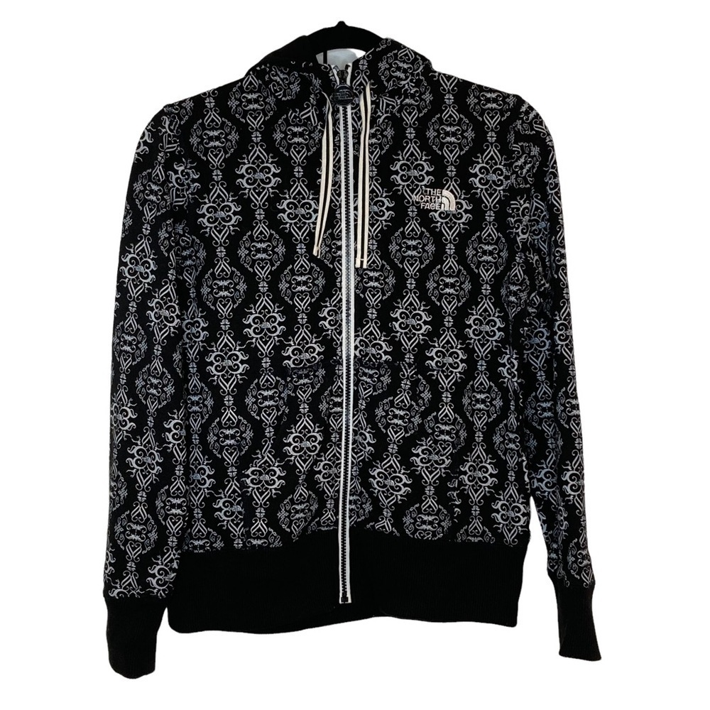 The North Face Black/White Patterned Full Zip Hooded Sweatshirt